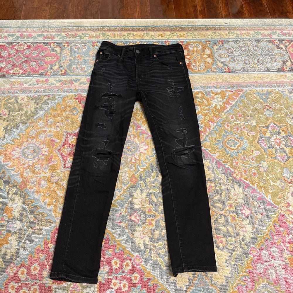 American Eagle Outfitters Black Ripped Skinny Jeans